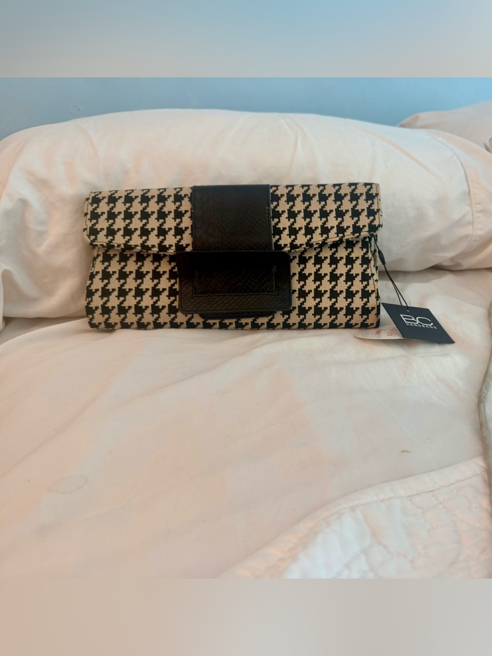 Black and White Houndstooth Clutch